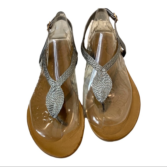 Brand new Tsakiris Mallas Silver Flat Ankle Strap Tong Sandals Leather Insole 39 - Picture 2 of 8